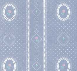 Dollhouse Miniature Wallpaper, Cameo Stripe Reverse, Blue